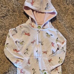 John Deere Toddler Horse Print Hoodie - Pink 2T